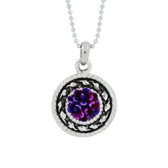 Oxidize Rose Rhodium Plated Purple Necklace Pendant Chain