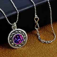 Oxidize Rose Rhodium Plated Purple Necklace Pendant Chain