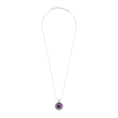 Oxidize Rose Rhodium Plated Purple Necklace Pendant Chain