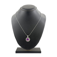 Oxidize Rose Rhodium Plated Purple Necklace Pendant Chain