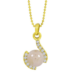Casul 18K Gold Plated American Diamond Pearl Necklace Pendant Chain