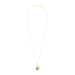 Heart 18K Gold Black American Diamond Pearl Necklace Pendant Chain