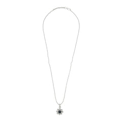 Flower Cz Black American Diamond Pearl Necklace Pendant Chain