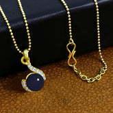 Casual 18K Gold Black American Diamond Pearl Necklace Pendant Chain