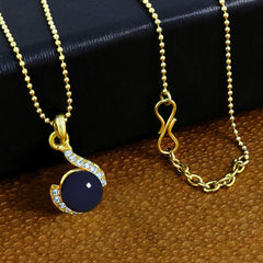 Casual 18K Gold Black American Diamond Pearl Necklace Pendant Chain