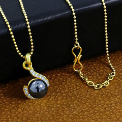 Casual 18K Gold Black American Diamond Pearl Necklace Pendant Chain