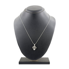 Enamel Flower Black American Diamond Pearl Necklace Pendant Chain