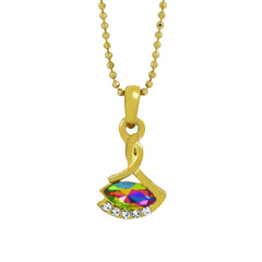 Rainbow 18K Gold Plated Gold American Diamond Necklace Pendant Chain