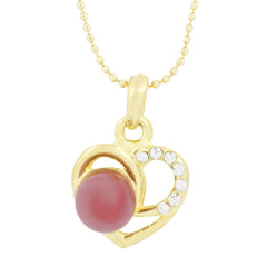 Enamel CZ Flower Rhodium Plated CZ Pearl Necklace Pendant Chain