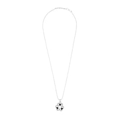 Enamel Cz Flower Black American Diamond Pearl Necklace Pendant Chain