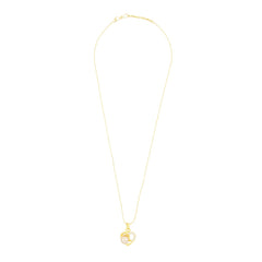 Heart Cz 18K Gold American Diamond Pearl Necklace Pendant Chain