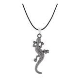 Punk Lizard Oxidized Stainless Steel Pendant Necklace Chain