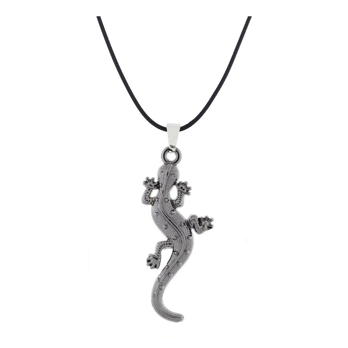 Punk Lizard Oxidized Stainless Steel Pendant Necklace Chain Men