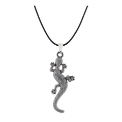 Punk Lizard Oxidized Stainless Steel Pendant Necklace Chain Men
