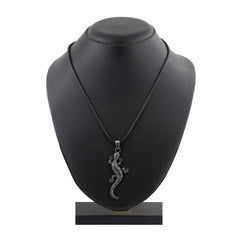 Punk Lizard Oxidized Stainless Steel Pendant Necklace Chain Men
