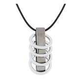 Funky Punk Biker 5 Rings Black Stainless Steel Pendant Necklace Chain