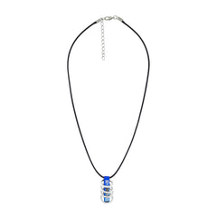 Funky Punk Biker 5 Rings Blue Stainless Steel Pendant Necklace Chain