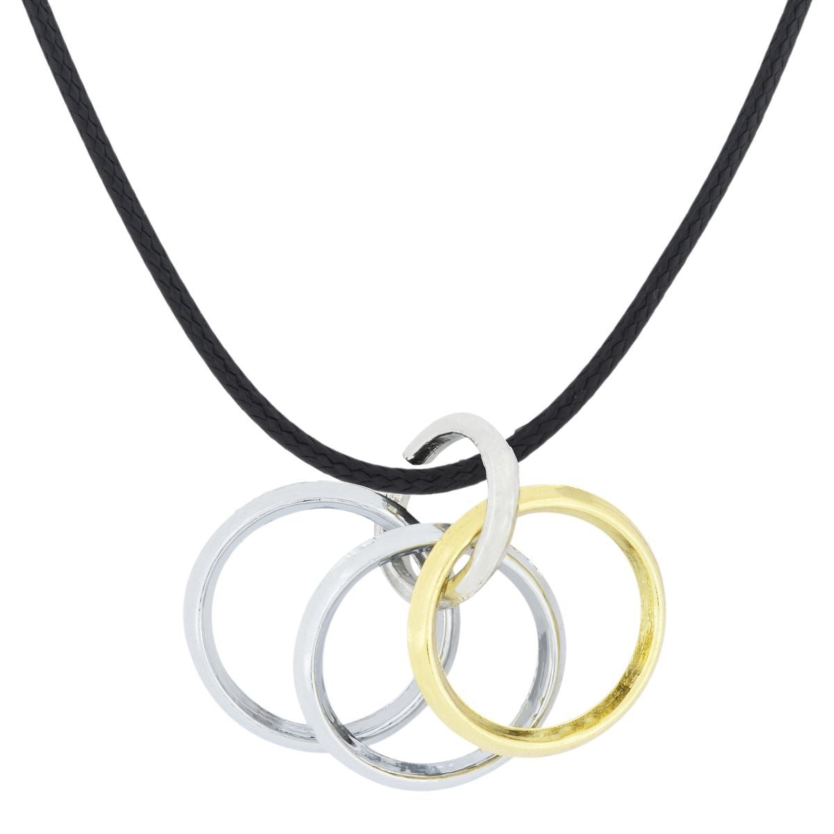 Funky Punk Biker 4 Rings Gold Stainless Steel Pendant Necklace Chain For Men