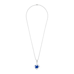 Love Puzzle Blue Silver Stainless Steel Couple Pendant Chain Necklace
