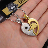 Heart Valentine Gold Silver Stainless Steel Couple Pendant Chain