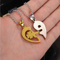 Heart Valentine Gold Silver Stainless Steel Couple Pendant Chain