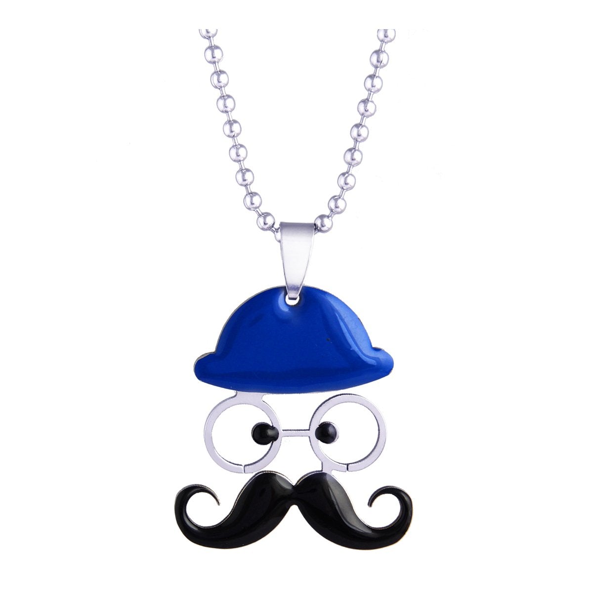 Cartoon Mooch Enamel Stainless Steel Blue Black Silver Pendant Chain For Men