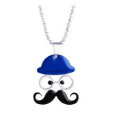 Cartoon Mooch Enamel Stainless Steel Blue Black Silver Pendant Chain For Men