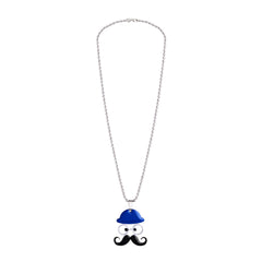 Cartoon Mooch Enamel Stainless Steel Blue Black Silver Pendant Chain