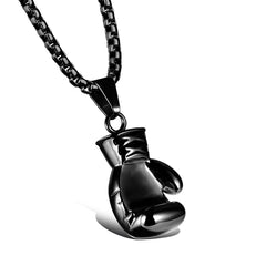 Glossy Boxing Glove Black Rhodium 316L Stainless Steel Pendant Chain For Men