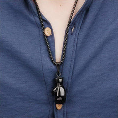 Glossy Boxing Glove Black Rhodium 316L Stainless Steel Pendant Chain