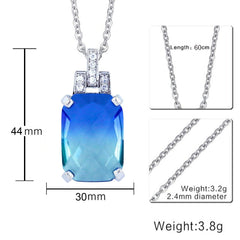 Cool Sea Blue Shades Austrian Crystal Slider Pendant Necklace Chain For Women