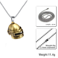 Vintage Helmet Souvenier Bronze Stainless Steel Pendant Chain