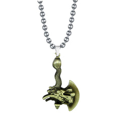 Zodiac Dragon Axe Brass Statement Pendant Necklace Chain For Men