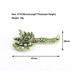 Zodiac Dragon Axe Brass Statement Pendant Necklace Chain