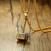 Thor Hammer Gold Plated Stainless Steel Pendant Chain