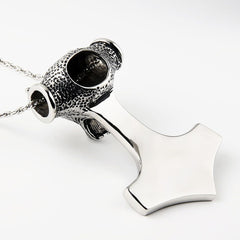 Viking Celtic Knot Wolf Thor Hammer Vintage Stainless Steel Pendant Chain