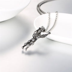 Gym Fitness Body Builder Wrestler Silver Stainless Steel Pendant Chain For Men