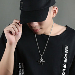 Barbell Dumbell Body Builder Weight Lifter Silver Stainless Steel Pendant Chain