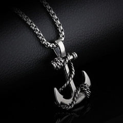 Marine Rudder Anchor Sailor Silver 316L Stainless Steel Pendant Chain For Men