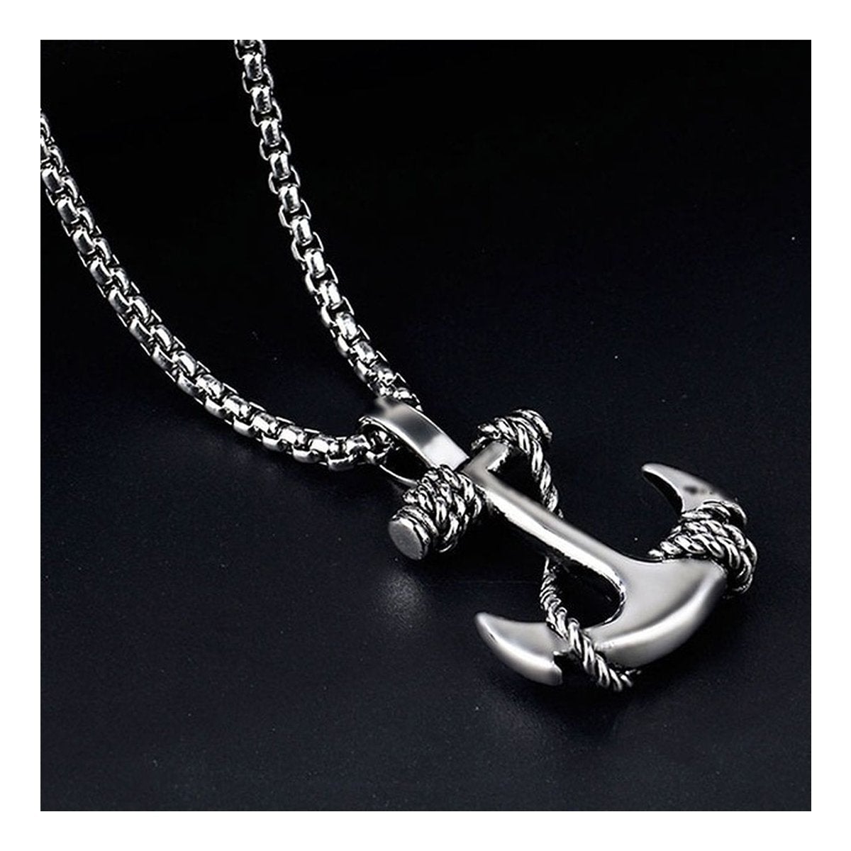 Marine Rudder Anchor Sailor Silver 316L Stainless Steel Pendant Chain For Men