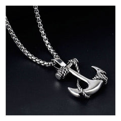 Marine Rudder Anchor Sailor Silver 316L Stainless Steel Pendant Chain For Men