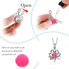 Lotus Flower Aromatherapy Oil Perfume Diffuser Openable Pendant Chain For Women