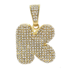 Hip Hop Iced Out Alphabet Initial Letter K 18K Gold Stainless Steel Pendant Women Men