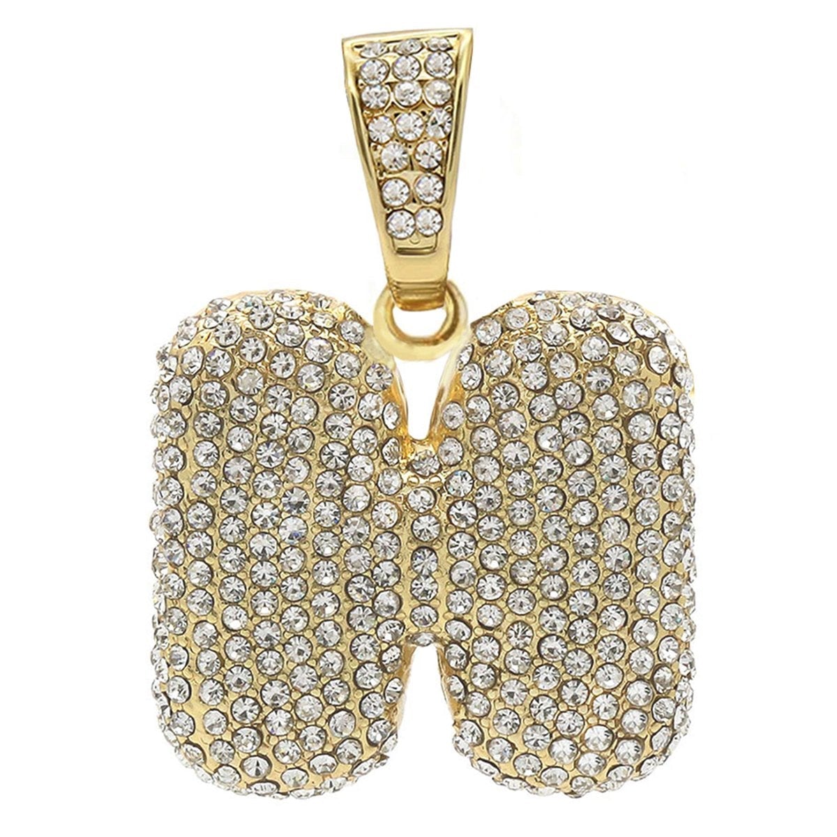 Hip Hop Iced Out Alphabet Initial Letter H 18K Gold Stainless Steel Pendant Women Men