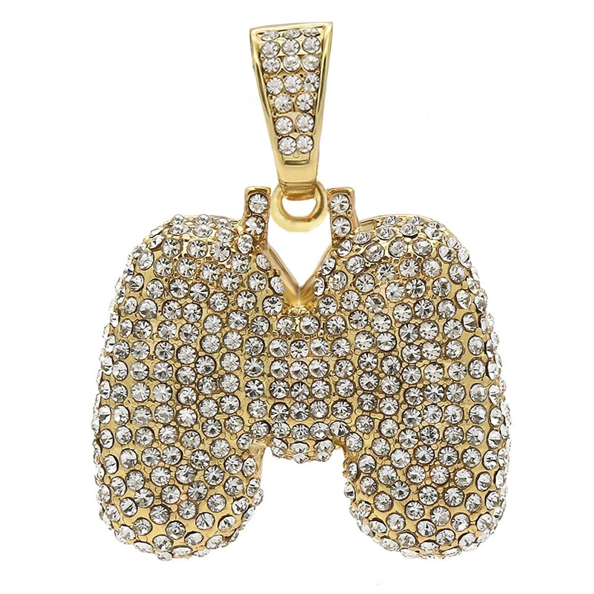 Hip Hop Iced Out Alphabet Initial Letter M 18K Gold Stainless Steel Pendant Women Men