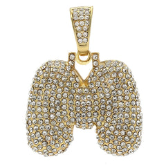 Hip Hop Iced Out Alphabet Initial Letter M 18K Gold Stainless Steel Pendant Women Men