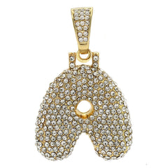 Hip Hop Iced Out Alphabet Initial Letter A 18K Gold Stainless Steel Pendant Women Men
