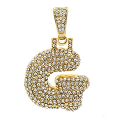 Hip Hop Iced Out Alphabet Initial Letter G 18K Gold Stainless Steel Pendant Women Men
