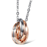 Couple Lovers Stainless Steel American Diamond Ring Pendant Chain