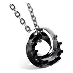 Couple Lovers Valentine Black Stainless Steel His Crown Pendant Chain